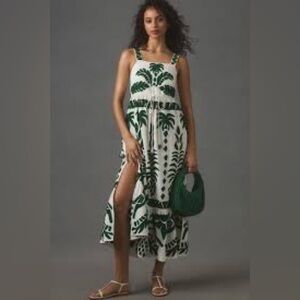 Farm Rio Sleevess Embroidered Patchwork Midi Dress